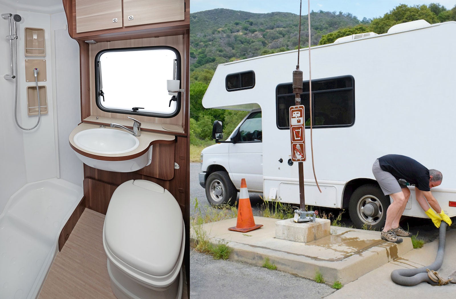 Portable RV/camper toilet and holding tank setup in Johnstown, Pennsylvania