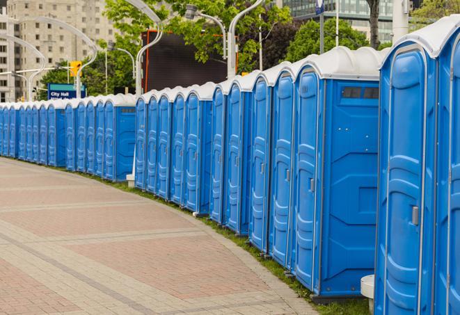 Seasonal porta potty units set up at a Johnstown, Pennsylvania venue